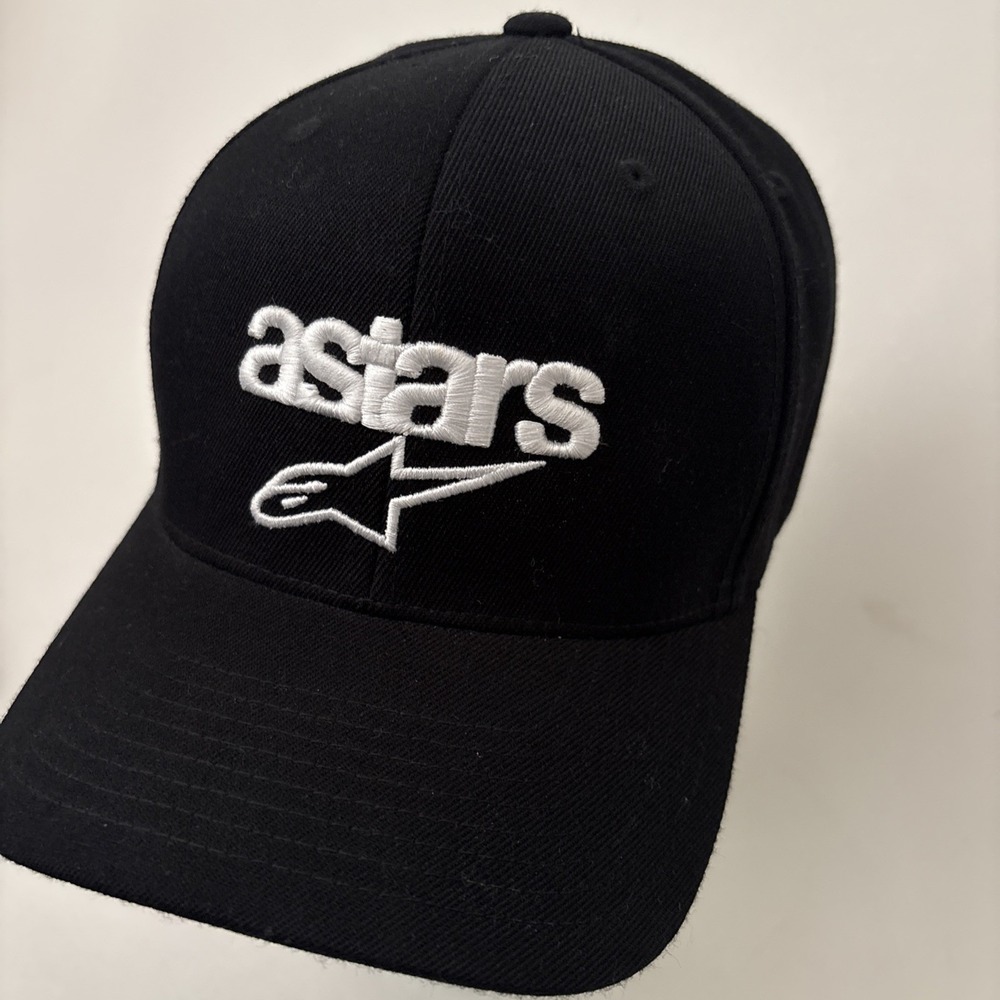 Alpinestars Flex Fitted Hat Black Elastic Fit Adult Baseball Cap Hat Size L/XL